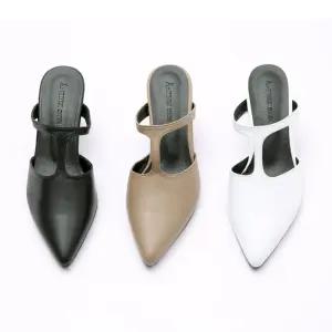 3755 여성구두슬리퍼 가죽 힐굽슬리퍼 7cm굽