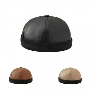 유광 인조가죽 레자 숏비니 와치캡 모자