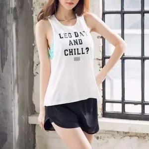 스판 나시 민소매 요가복 화이트 여성 M 쿨원단 나시 요가반팔티