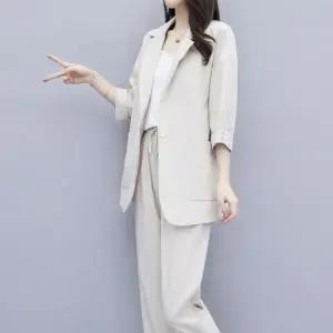 여자 여름 롤업 자켓 밴딩 바지 팬츠 세미 정장 세트