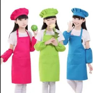 아동 무지 앞치마 풀세트 쉐프모자 팔토시 키즈 어린이집 유치원 초등학생 미술