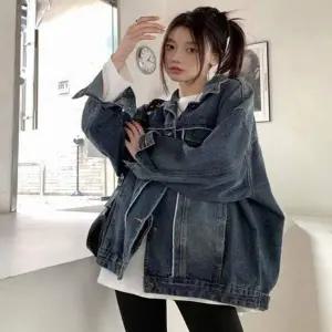 데님 CK40WH40 봄가을 자켓 오버핏 여자 청자켓 아우터 진청