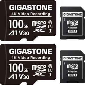 기가스톤 100GB 마이크로 SD 카드 2팩 A1 V30 4K 비디오 녹화 카메라 대시캠 드론 100MB/s 마이크로SDXC
