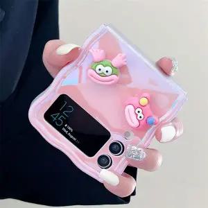 유니블링 갤럭시 z플립 3 4 5 두툼 입술 캐릭터 물결 폰 케이스