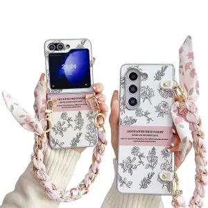 유니블링 갤럭시z플립 폴드 5 4 3 플라워 스카프 스트랩 케이스