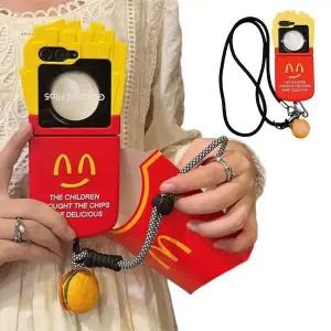 유니블링 갤럭시 z플립 3 4 5 6 귀여운 감자튀김 스트랩 케이스