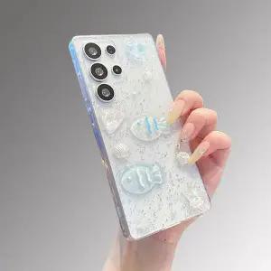 유니블링 갤럭시 글리터 어항 물고기 데코덴 투명 젤리 케이스