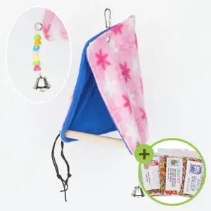 [하프클럽/올펫몰]앵무새 삼각텐트 나무횃대 방울포함 보온용 버드텐트