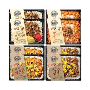 아워홈 온더고 숯불향 데리야끼 소불고기 덮밥 290g+더블치즈 차돌깍두기 300g+정통 일식 가츠동 330g+정통 일식 규동 270g 각 2개 (총 8개)