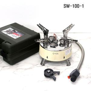 산야로 고화력 강염 호스 버너 SW-100-1 미니 원형캠핑버너 가스렌지 캠핑용