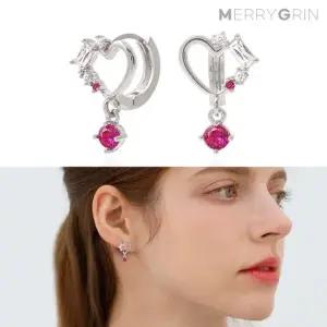925실버 하트핑크 귀걸이