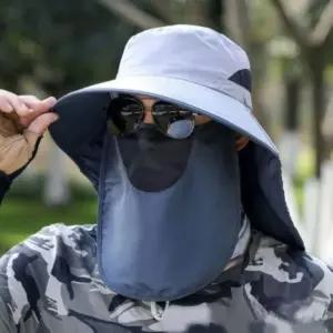 남성용 등산 낚시용 와이드챙 메쉬 탈부착 마스크 모자