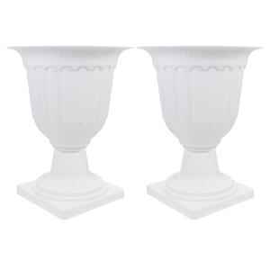 [미국배송] VAGUELLY 2PCS URN FLOWER POTS TALL PLANTER WHITE GRECIAN DECORATIVE TRADITIONAL FRONT PORCH GARDEN FLOWERPOTS