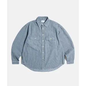 에스피오나지 ESPIONAGE Hickory Stripe Work Shirt Blue 20250901-04 237107