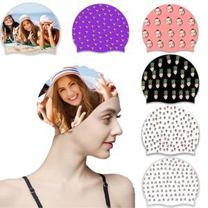 해변 수영장, 여성 남성 성인 청소년을 위한 맞춤형 수영 모자 맞춤 실리콘 사진 / 로고 텍스트 포함