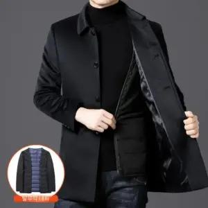 아고스또 남성하프코트 겨울 옷 캐시미어 모직 코트 터틀넥 캐주얼 구스다운 고급 보온 힛템