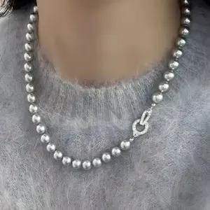 포인트 고리 패션 쉘비즈 지르코니아 목걸이 흑진주 고급목걸이 돋보이는목걸이 찐주얼리