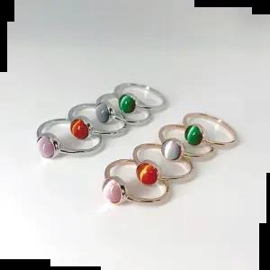 데일리 (실버) 원형 캣츠아이 반지