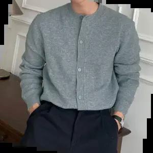 간절기아우터 남성 라운드넥 봄 가을 깔끔한 무지 니트 가디건