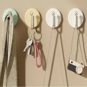 1SET 주방고리 욕실 행거 4P 다용도 부착식 무타공 후크걸이 후크고리