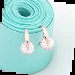 베이직귀걸이 골드필드 핀 빅 큐빅 로즈골드 원터치링 귀걸이 14K