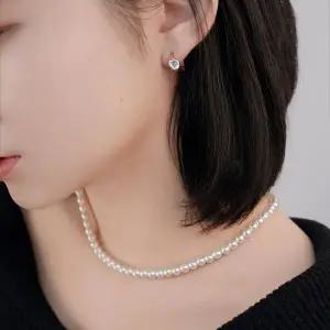 [시후주얼리]3mm 4mm 5mm 6mm 심플 베이직 화이트 진주 목걸이 EA644N