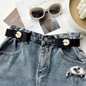 허리조절벨트 플라워 허리조절 밴딩 똑딱이 벨트 3color LM-0672