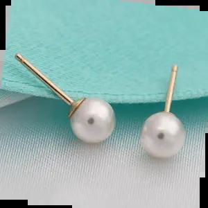 14K GOLD 기본 화이트 5mm 진주 골드 금 귀걸이