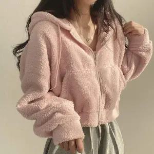 여성 AF14QK73 3컬러 델라피코 크롭 양털 후드집업 숏 털점퍼