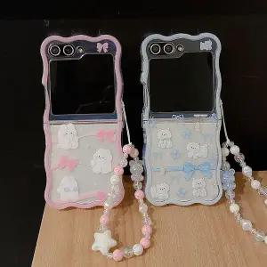 유니블링 갤럭시 z플립 6 5 4 3 감성 동물 물결 케이스 스트랩