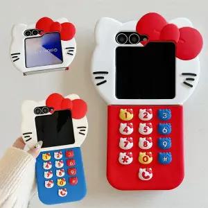 유니블링 갤럭시z플립 6 5 4 3 리본 고양이 복고 핸드폰 케이스