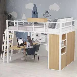 철제 벙커침대 성인 이층침대 수납 책상세트 옷장 일체형 스틸 조립식