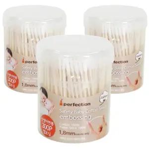 신생아 점착 면봉 유아용 항균 안전 아기 코 코딱지 귀 귀지 엠보싱 면봉 300개 3개