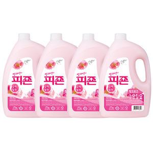 피죤 섬유유연제 용기, 핑크로즈, 3.1L, 4개