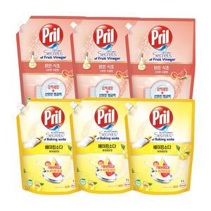 프릴 베이킹소다 레몬, 3개 + 자몽 리필, 1L, 3개