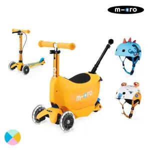 마이크로킥보드_미니 투고 플러스 LED+푸쉬바+아시안핏 3D 헬멧 세트