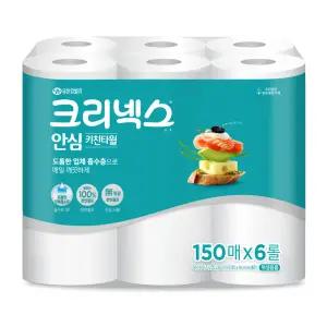 크리넥스 안심 클래식 키친타올 150매*6롤