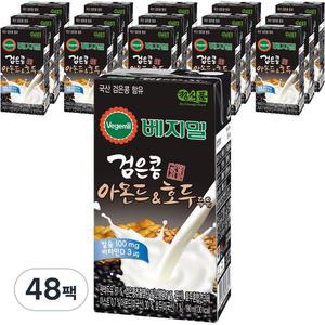 정식품 검은콩 아몬드 호두 베지밀 두유 190ml, 48개