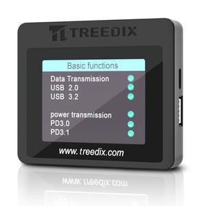 2.4인치 컬러 스크린을 갖춘 Treedix USB 케이블 테스터, eMarker 판독, PD 3.0/3.1 감지, 저항 및 연속성 검사, Lightning, Type-C, Micro-B 2.0/3.0 Mini-B 케이블과 호환 가능