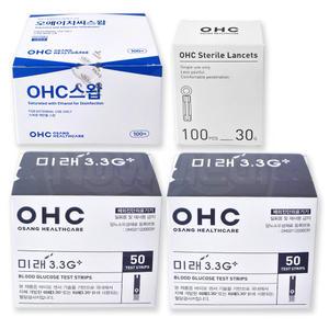 OHC 미래3.3G 플러스 혈당시험지 100매+채혈침 100개+알콜솜 100매
