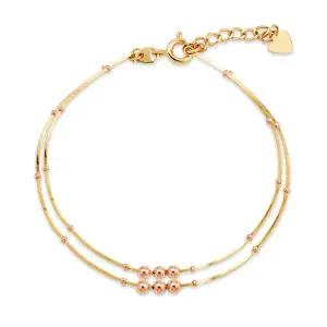 [모룬] 14K 콤비 볼볼 사각 뱀줄체인 팔찌 MOB39764