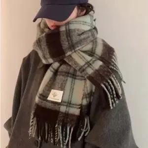 가벼운 체크 넓은폭 머플러 1P 알파카 목도리 보온 체크머플러