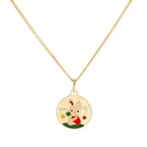 14K 미아방지 유아 어린이 토끼띠 컬러 코인 목걸이 IRN32461