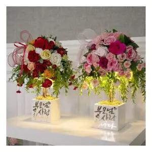 LED 감사카네이션트리화분set 40cm 2컬러 조화 선물 어버이날 테이블 장식