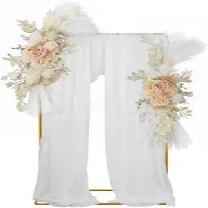 웨드플로어 웨딩 아치 플라워 키트 2종 결혼식 피로연 환영 사인 장식용 꽃무늬 스웨그 의자 장식 베이지