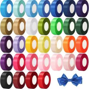 NESCCI 800야드 리본 1인치 새틴 싱글 페이스 선물 포장 웨딩 장식 수제 보우 부케 등에 적합합니다