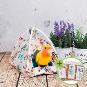 [하프클럽/올펫몰]방수형 버드텐트(소) 패드포함 앵무새침대 소동물해먹