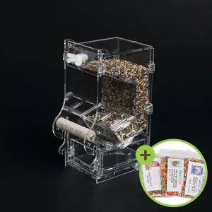 [하프클럽/올펫몰]아크릴 자동모이방 A1(미니)소형 새모이통 자동급식기