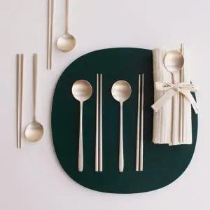 [놋담](강남점)방짜유기 달수저 5인+누빔 수저집 증정