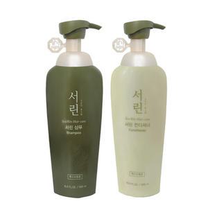 댕기머리 서린 샴푸 린스 바디워시 500ml x 2개 세트 펌프형 한방샴푸 녹차추출물 보습